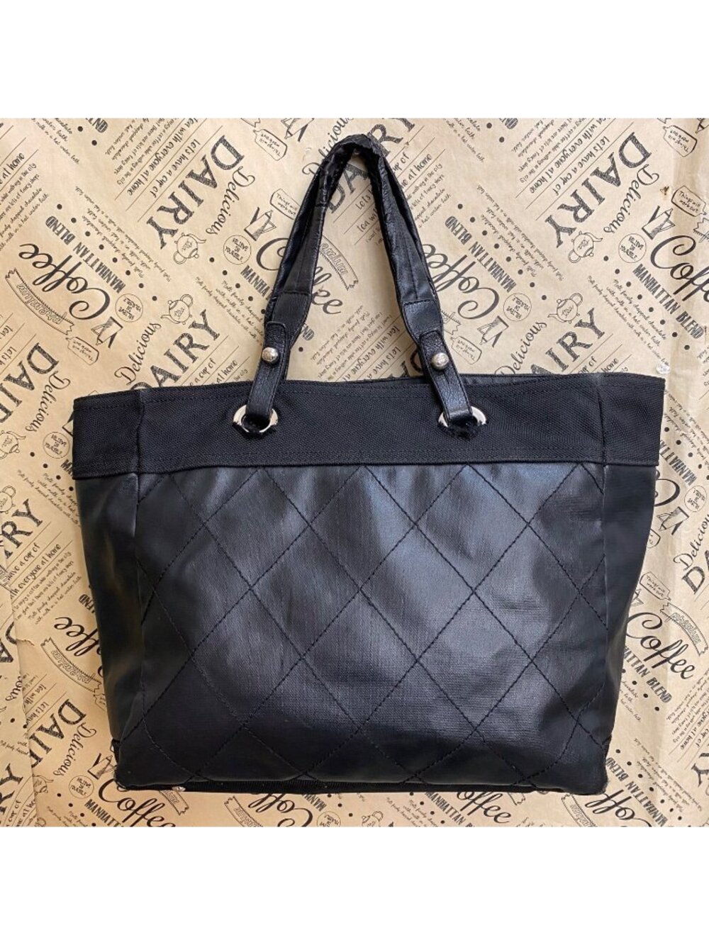 Chanel Paris Biarritz Tote Black CC Logo Business Travel